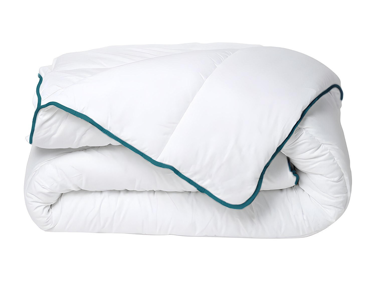 BETTDECKE recycelt - 200 x 200 cm - 350gr/ m² - Microfaser - Weiß & Blau - ROSA von DREAMEA - Weiß, Textil (200/200cm) - Vente-Unique