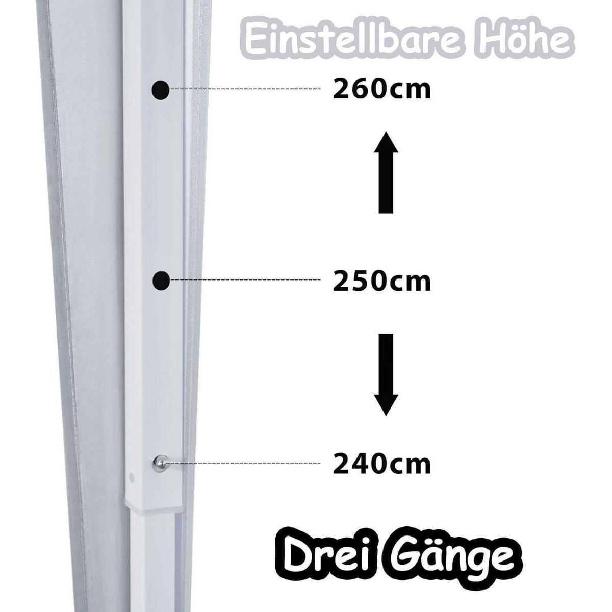 FALTPAVILLON 2,5 x 2,5 m mit Seitenteilen Grau - Grau, Textil (250/260/250cm)