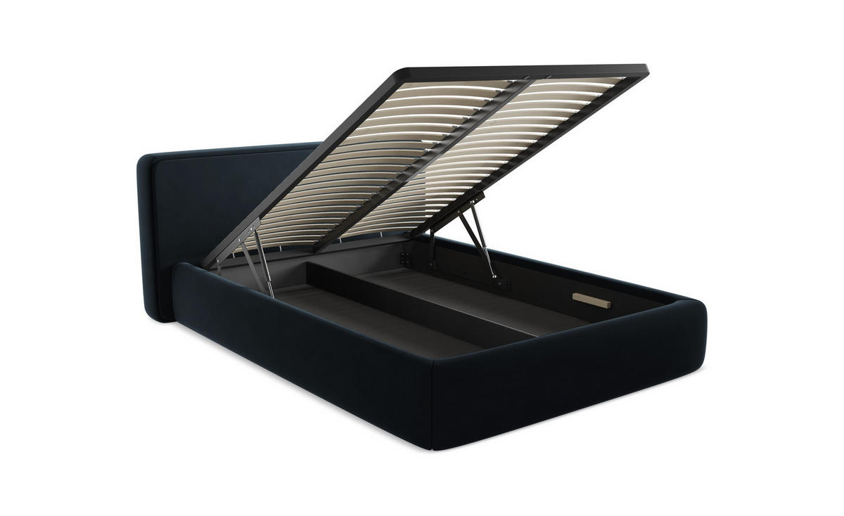 POLSTERBETT mit Bettkasten und Lattenrost 180x228 Blau - Blau/Schwarz, Kunststoff/Textil (160/200cm) - Makamii