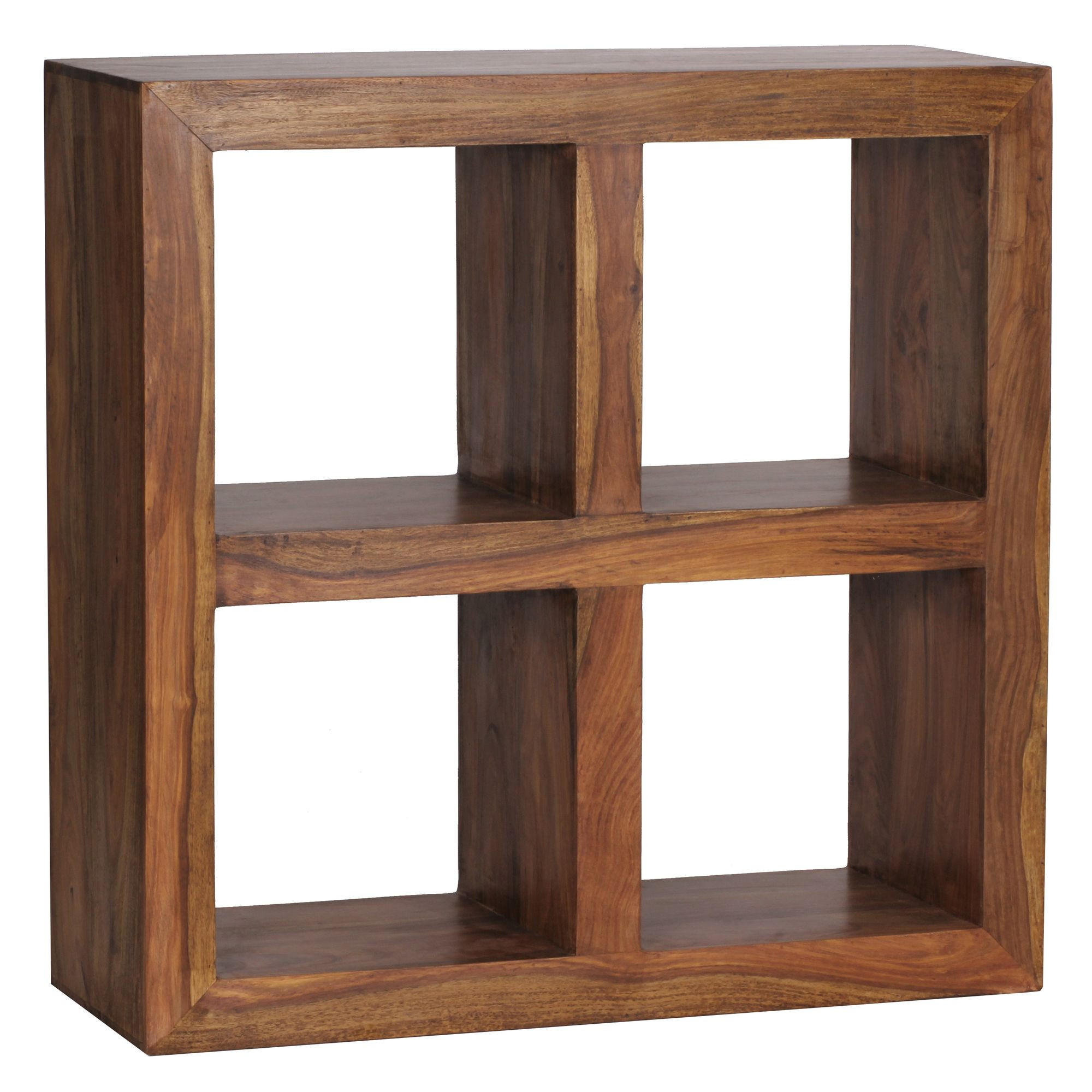 STANDREGAL – Naturholz, Massiv, 4 Fächer, 82x82x34 cm - Braun, Holz (82/82/34cm) - KADIMA DESIGN