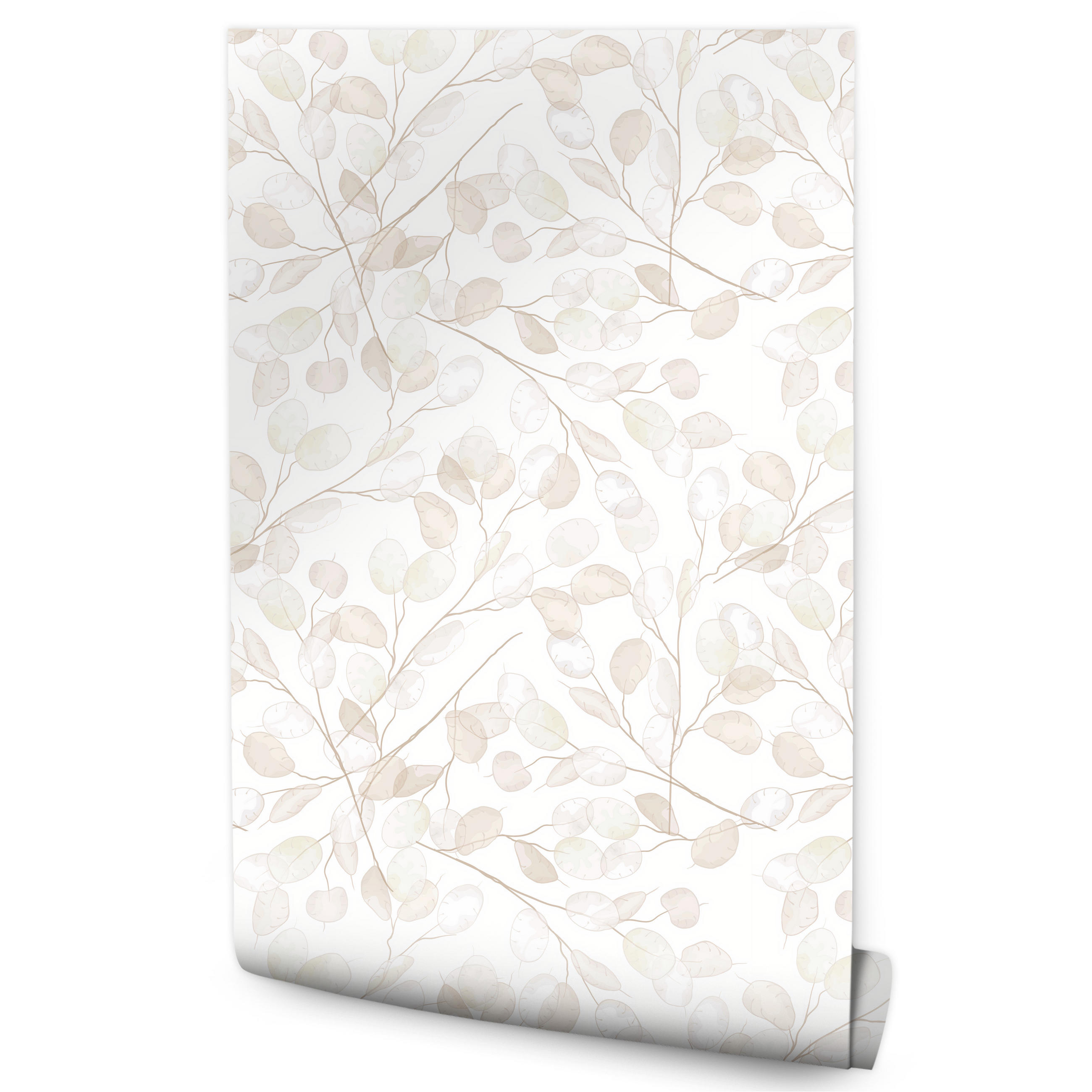 VLIESTAPETE Blätter im Boho-Stil – Beige, Weiß – 50x1000 cm - Beige/Weiß, Papier (50/1000cm) - Muralo