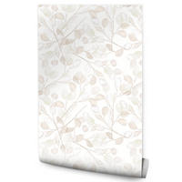 VLIESTAPETE Blätter im Boho-Stil – Beige, Weiß – 50x1000 cm - Beige/Weiß, Papier (50/1000cm) - Muralo