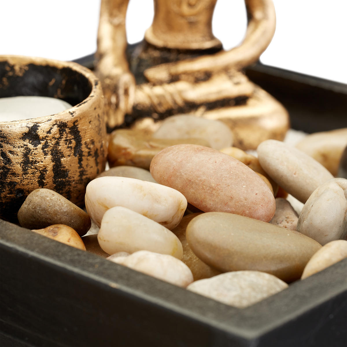 GARTENDEKO Buddha - Multicolor, Holzwerkstoff/Kunststoff (12.5/11.5/12.5cm) - Relaxdays