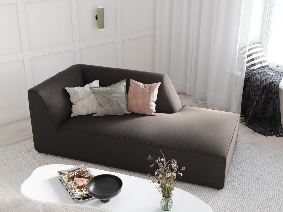 CHAISELONGUE rechts Ruby aus Samt dunkelgrau - Dunkelgrau, Textil (93/69/180cm) - Micadoni