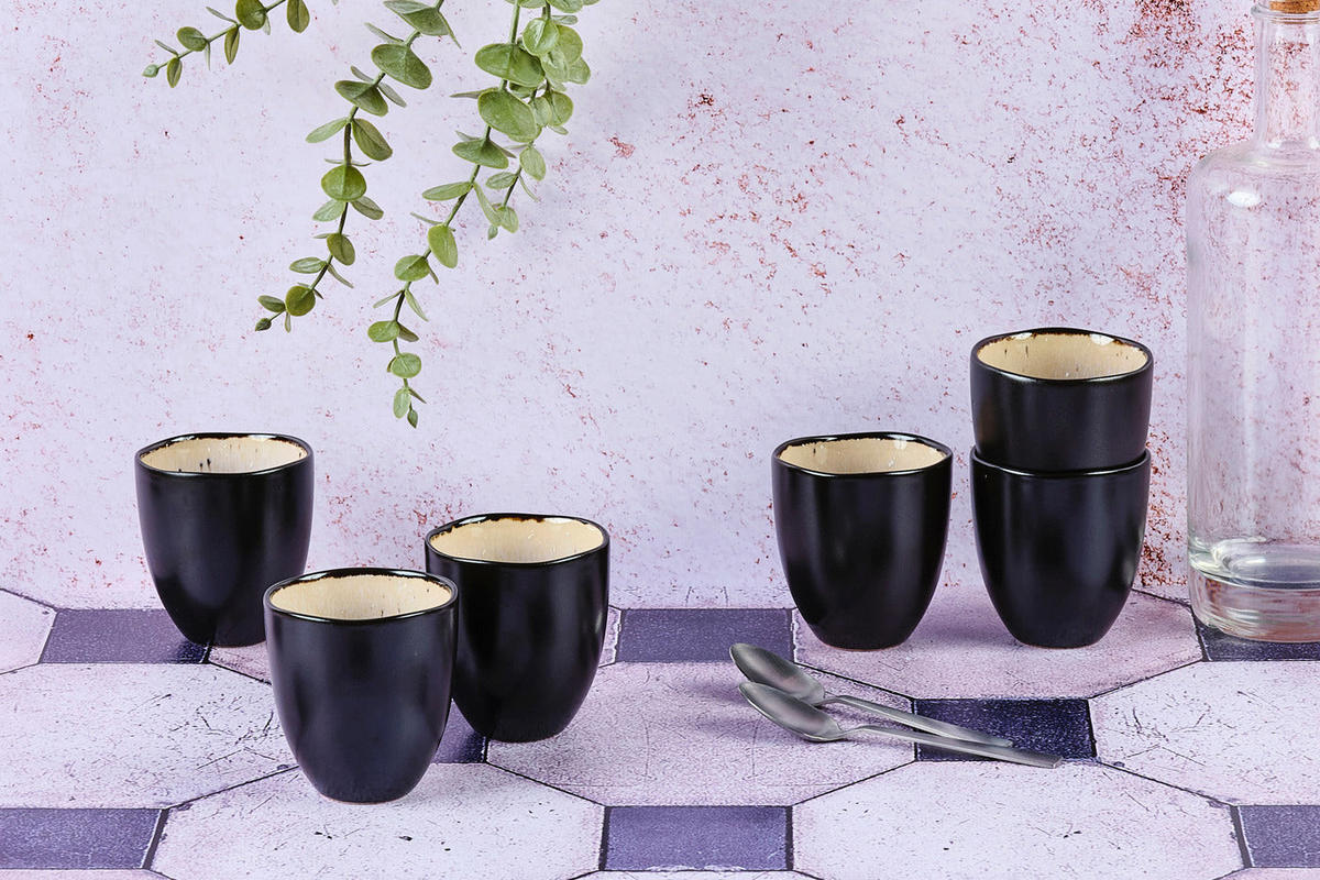 BECHER Iris 150ml - 6er-Set - Elfenbeinweiß - Weiß, Keramik (0.15L) - Björn