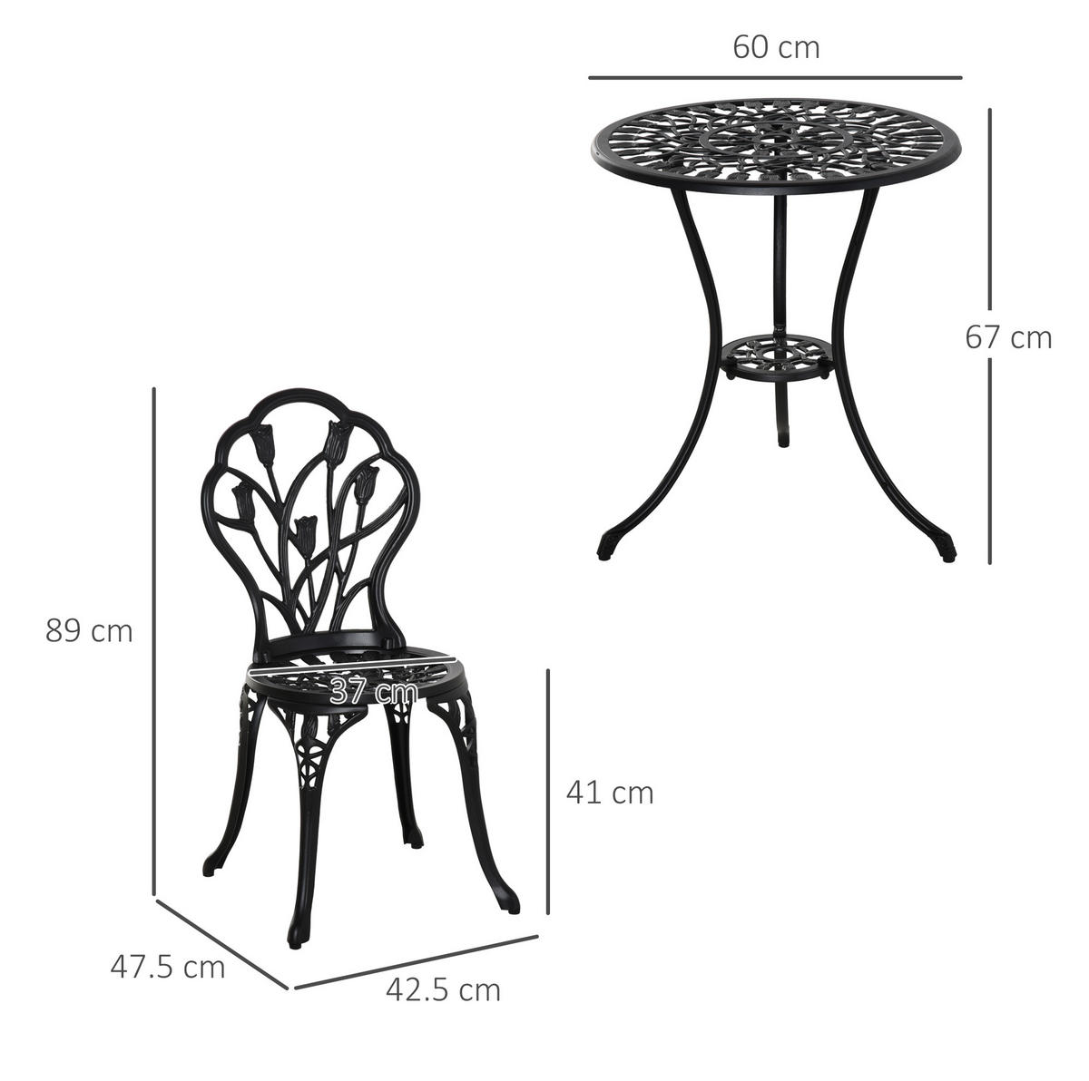 GARTENSET 60/67 cm Schwarz aus Aluminium 3er Set - Schwarz, Metall - OKMYHOME