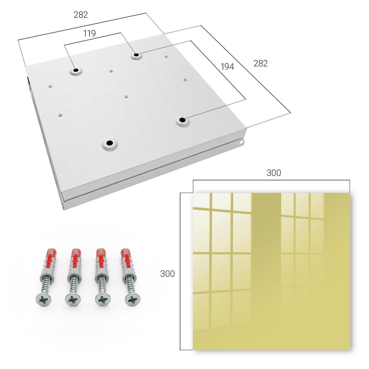 SCHLÜSSELBOX Weiß 30x30 cm – Türöffnung nach rechts - Heller Senf - Gelb, Metall (30/30/5cm) - TULUP