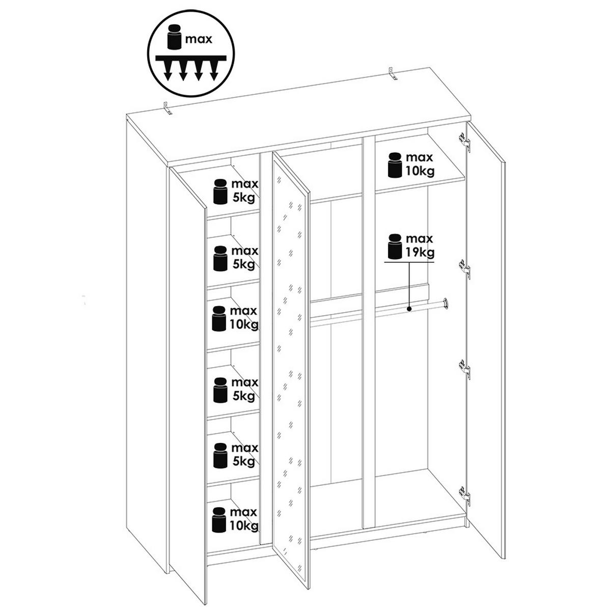 KLEIDERSCHRANK Fortaleza-129 - Braun, Holzwerkstoff (155/220/58cm) - Lomado