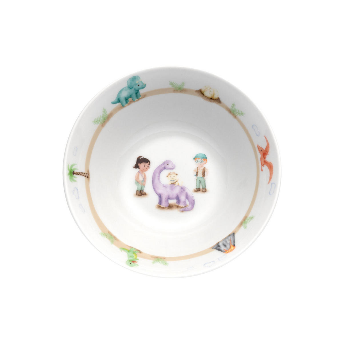 KINDERGESCHIRR SET MIT BESTECK BAMBINI AVVENTURA Dino - Grün, Keramik/Kunststoff (1/1/1cm) - Leonardo Living