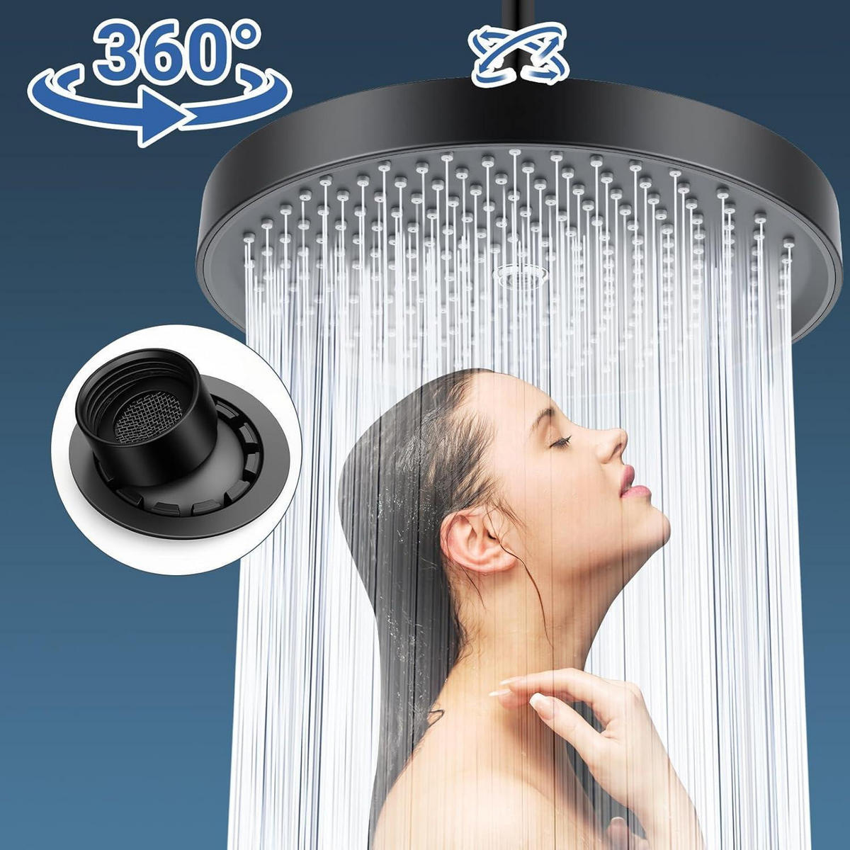 DUSCHKOPF 10 Zoll Regendusche Matt Schwarz - Schwarz, Metall (7/12.7/20cm)