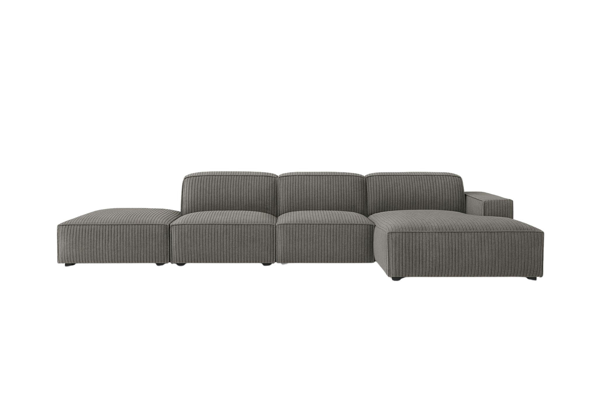 ECKSOFA Cursal L-Form, Stoff Poso, Grau + Hocker, Rechts - Grau, Holz (341/166cm) - Kaiser Möbel