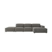 ECKSOFA Cursal L-Form, Stoff Poso, Grau + Hocker, Rechts - Grau, Holz (341/166cm) - Kaiser Möbel