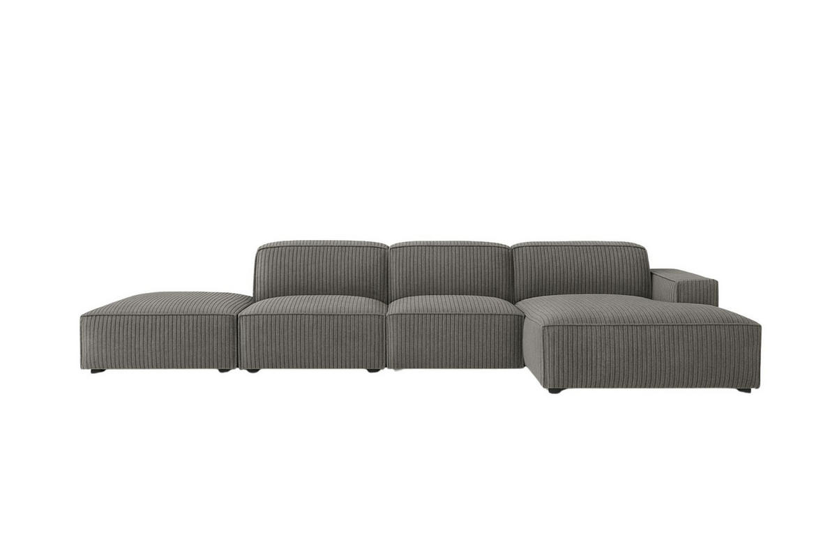 ECKSOFA Cursal L-Form, Stoff Poso, Grau + Hocker, Rechts - Grau, Holz (341/166cm) - Kaiser Möbel