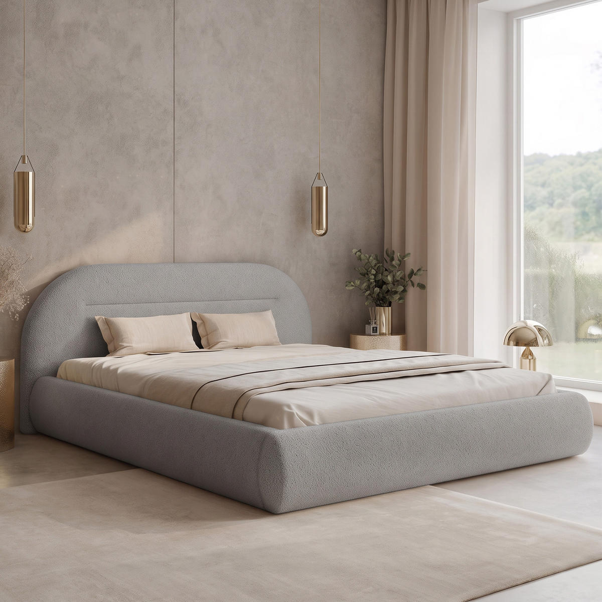 POLSTERBETT AMORIS 140x200 cm, Grau - Grau, Textil (200/140cm) - Fedve