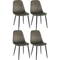 STUHL 4er Set Samt anthrazit - Anthrazit/Schwarz, Textil/Metall (45/88/54cm) - CLP