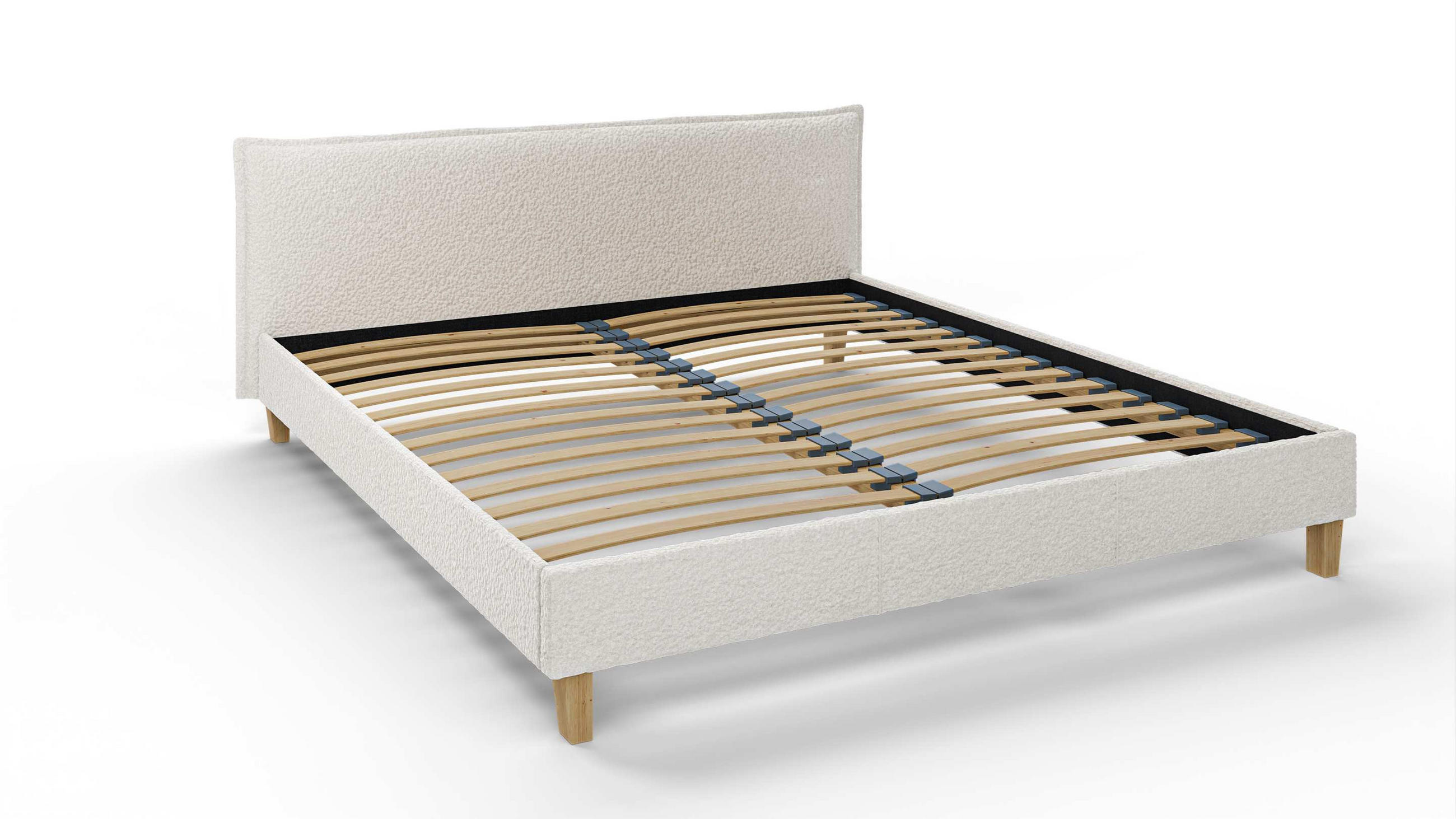 POLSTERBETT Arles 180/200 cm Boucle Stoff - Hellbraun/Weiß, Holz/Textil (180/200cm) - S-Style Möbel