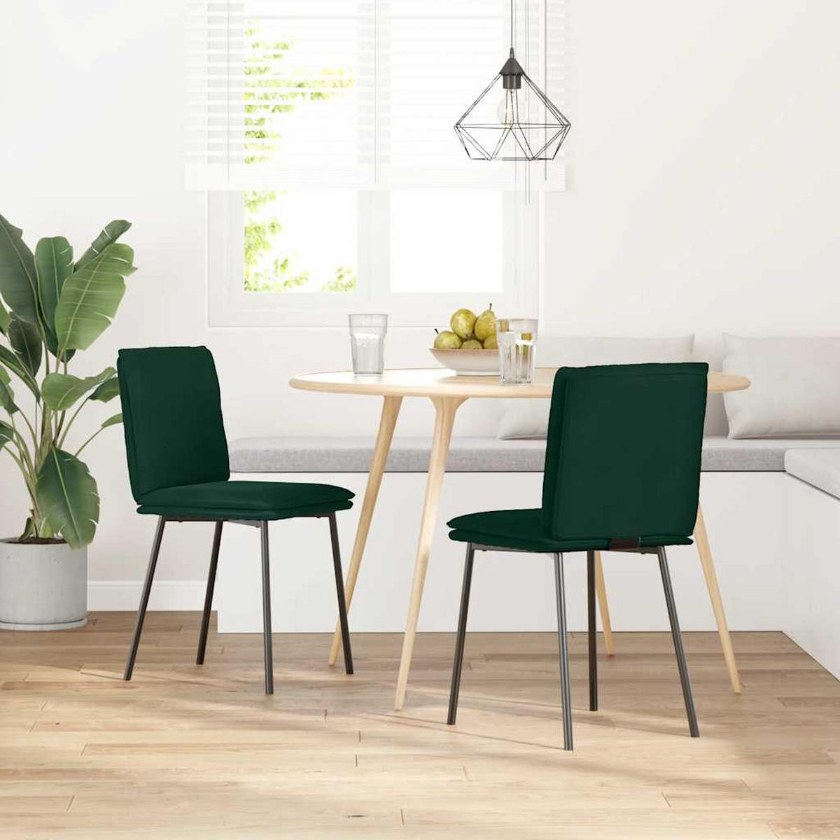 ESSZIMMERSTÜHLE 2 Stk. Dunkelgrün Samt 45*54*83cm - Dunkelgrün, Metall (45/83/54cm) - ZMH