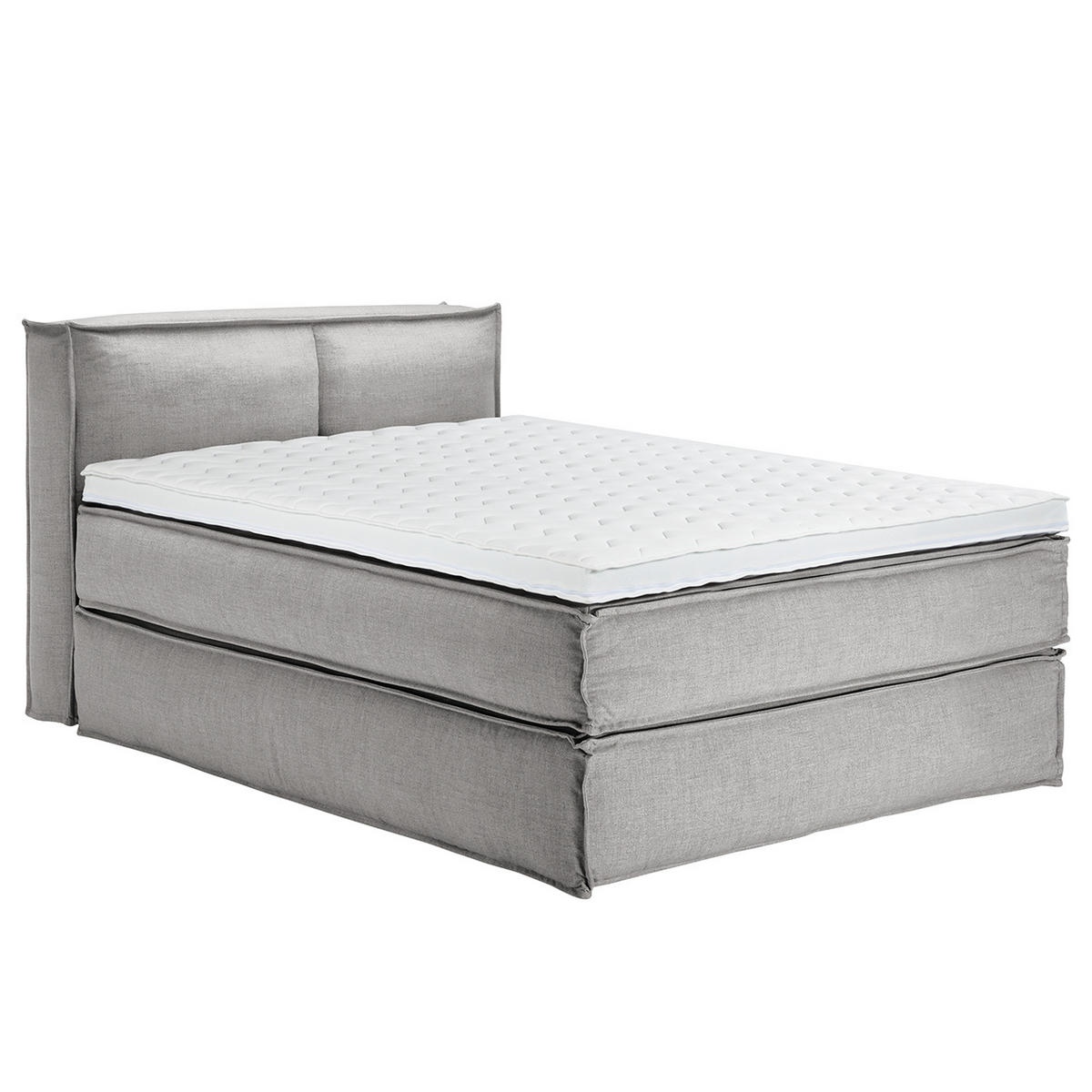 BOXSPRINGBETT mit Kopfteil - Premium - Grau, Textil (140/220cm) - home24