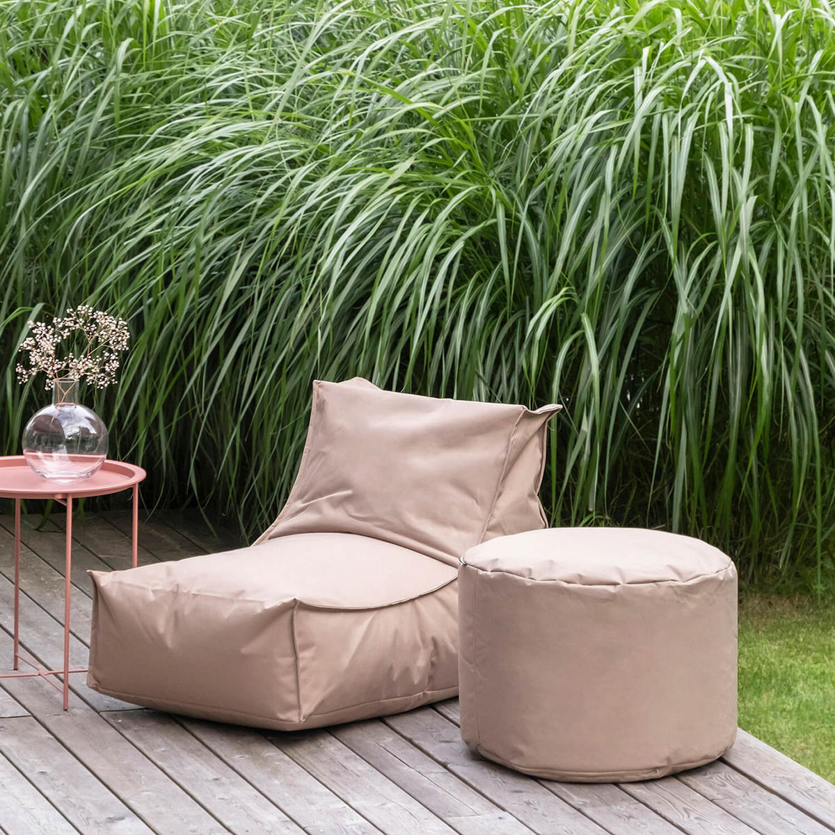 POUF mit Schutzhülle Der Ruhepouf - Beige, Textil (60/40/60cm) - Mokebo