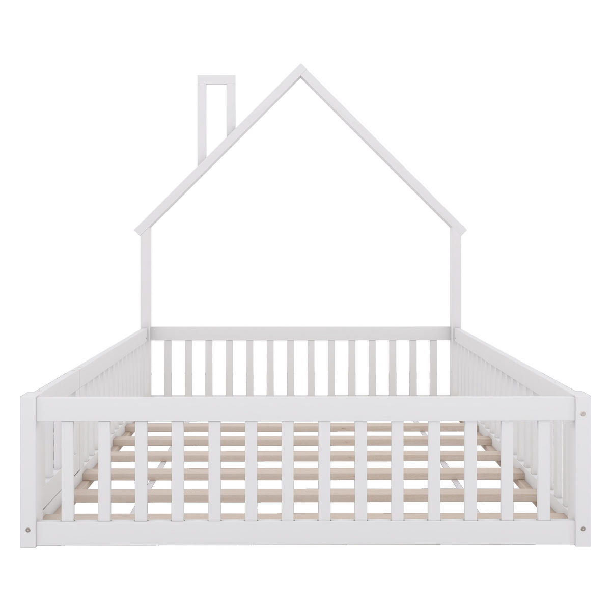 HAUSBETT 140x200cm Weiß Kiefer Minimalistisch - Weiß, Holz (140/200cm) - FLIEKS