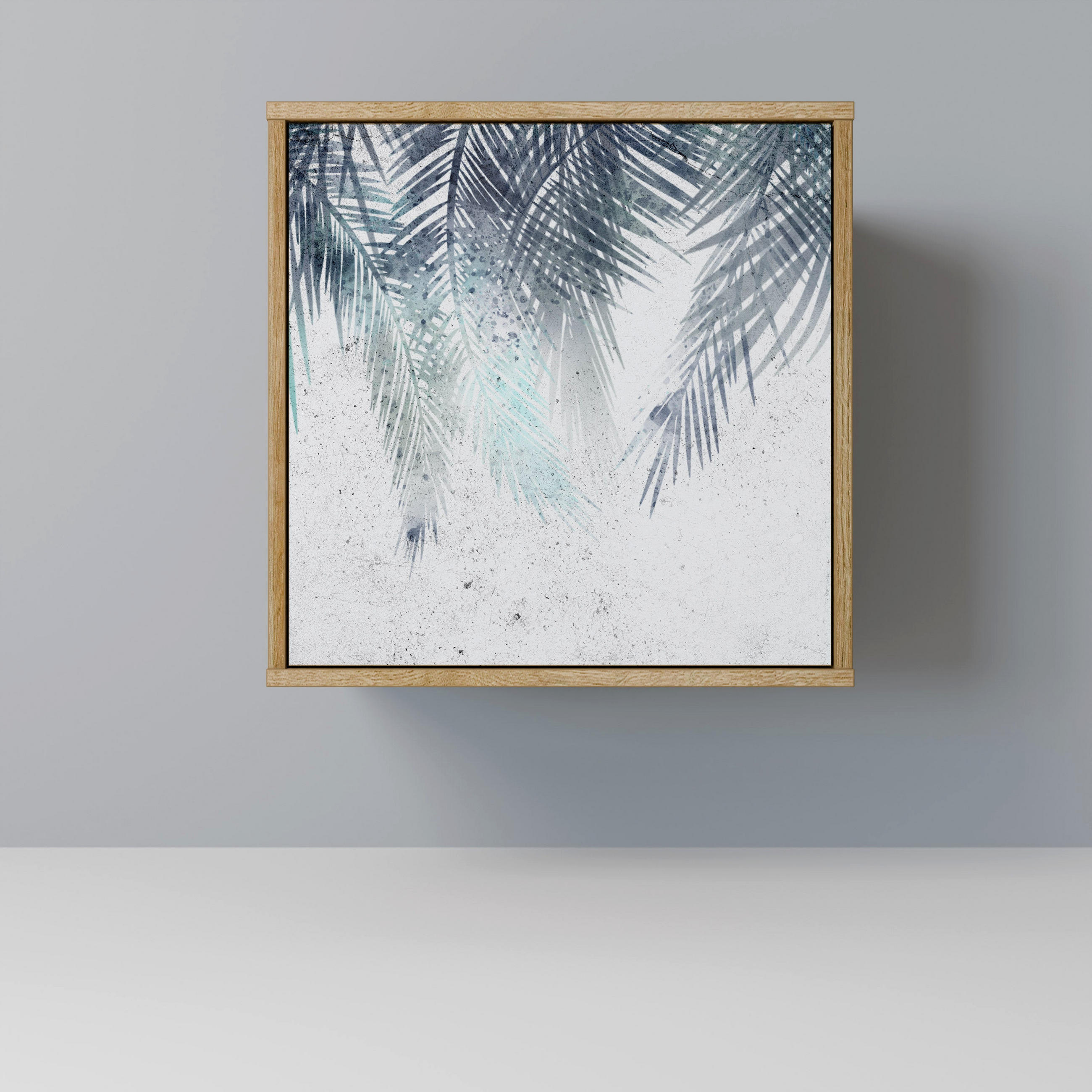 SIDEBOARD PALM VEIL, Eichefarben, 57,5x42x57,5 cm, Ohne Füße - Eichefarben/Multicolor, Holzwerkstoff (57.5/57.5/42cm) - SpaceRebels