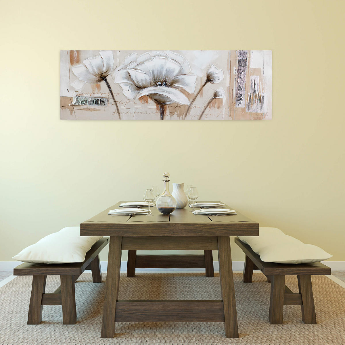 ÖLGEMÄLDE 150/50 cm - Beige, Holz/Textil (150/50cm) - KUNSTLOFT