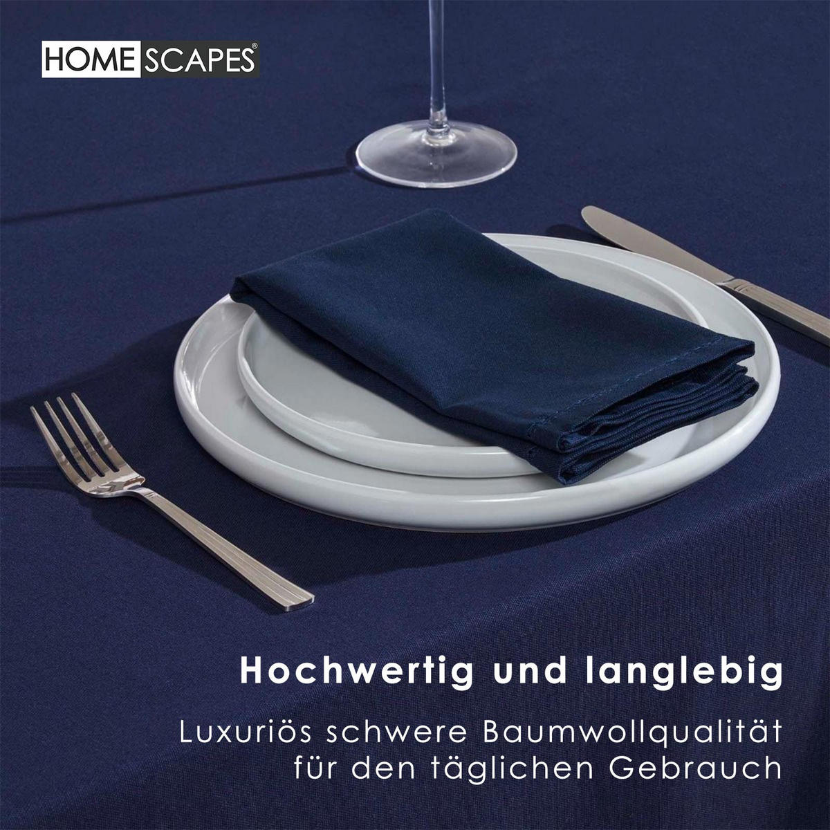TISCHDECKE dunkelblau rund 178 cm, 100% Baumwolle - Dunkelblau, Textil (178/178cm) - Homescapes