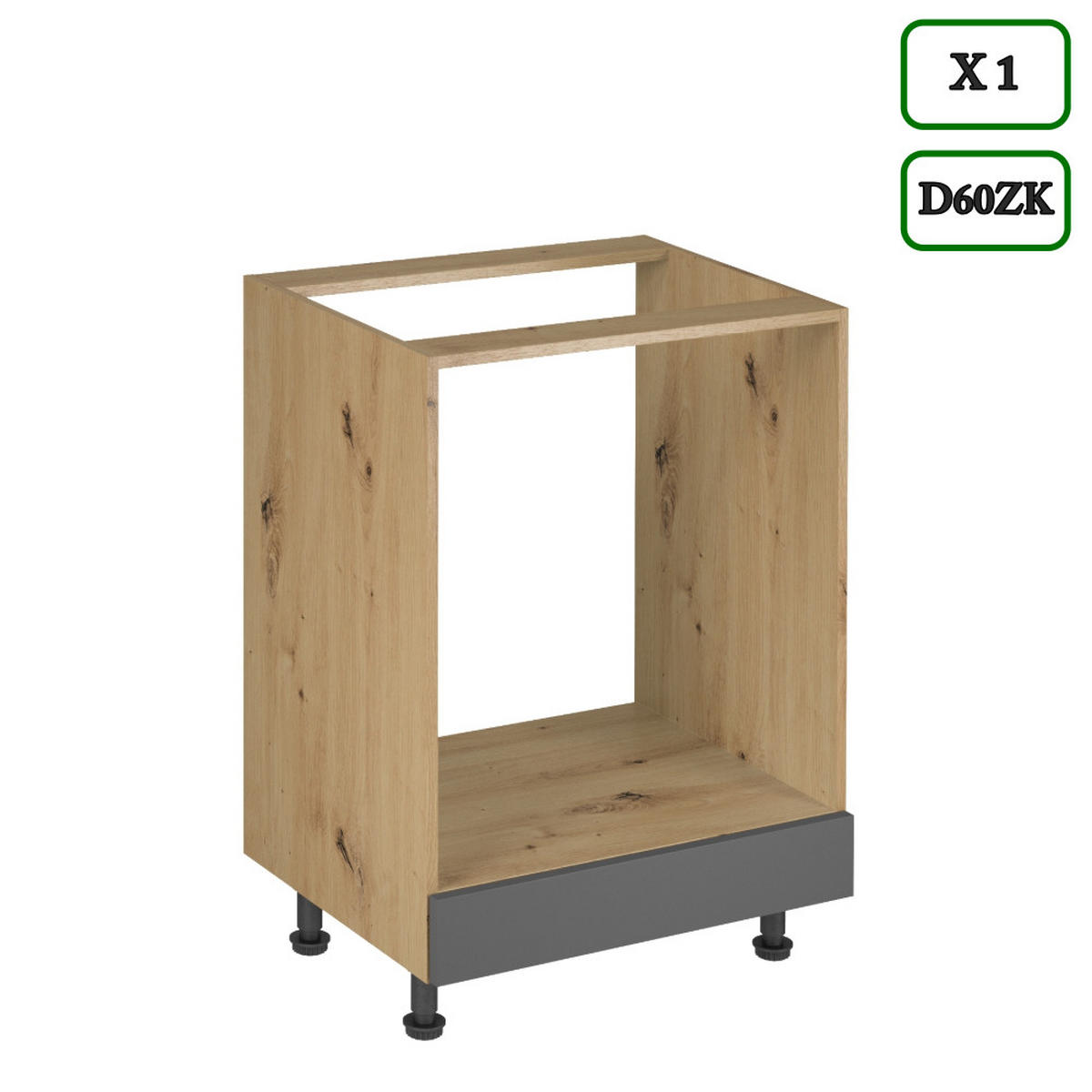 KÜCHENLEERBLOCK 280 cm - Langen K98-M280 - in Grau/Artisan Eiche - Eiche Artisan/Grau, Holz (280/212/60cm)