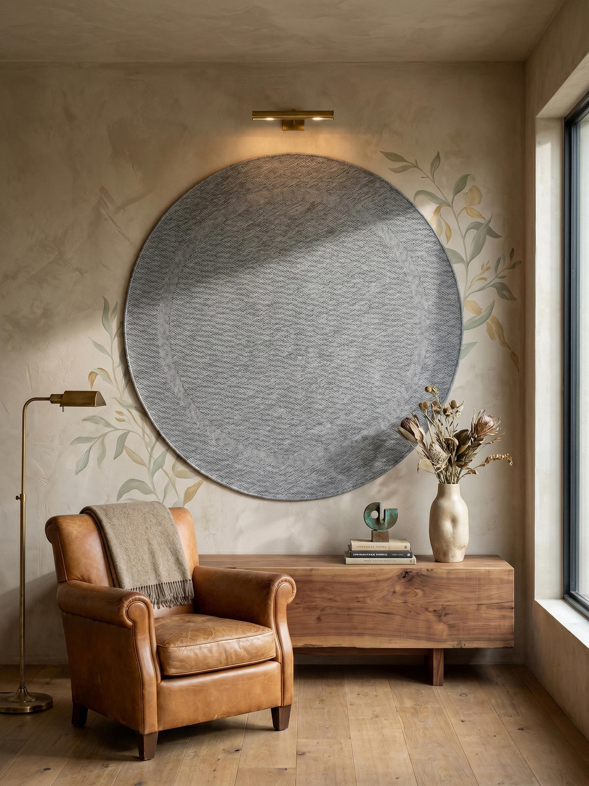 TEPPICH Balkon Unifarben Pflegeleicht Waschbar Terrasse Rund Grau 160x160 cm – ALSTER - Grau, Textil (160/160cm) - KADIMA DESIGN