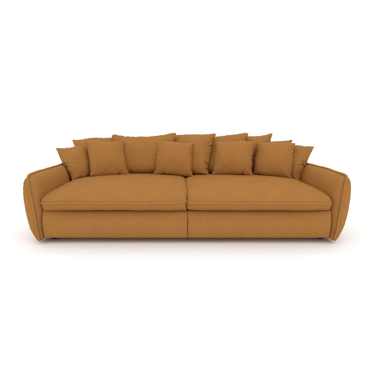 BIGSOFA Hereford XXL Flachgewebe Gold inkl. 12 Kissen 274/131/61 cm - Dunkelgelb, Kunststoff/Textil (274/61/131cm) - foamnova