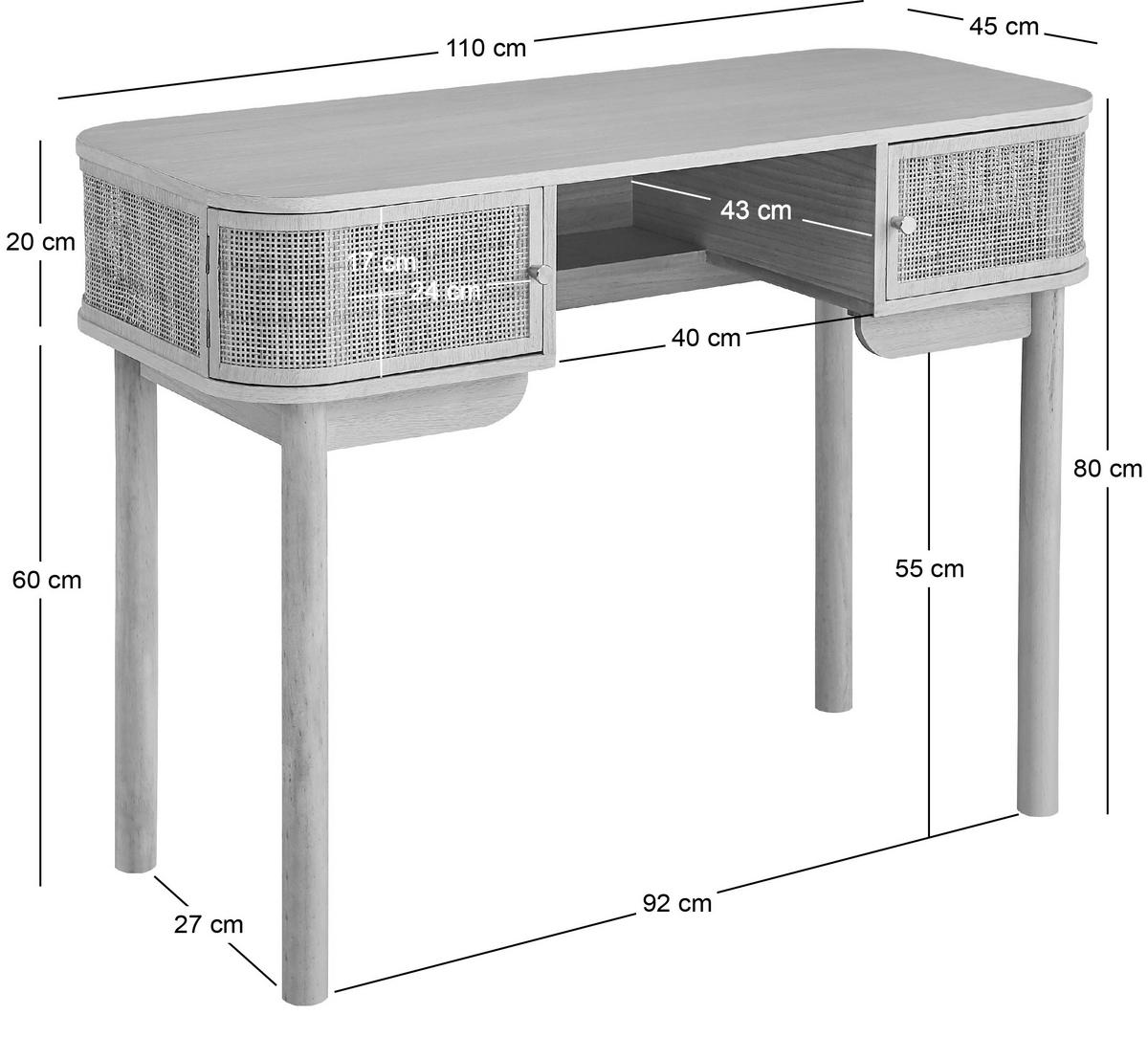 SCHREIBTISCH Rechteckig Braun 110 x 45 x 78 cm - Braun, Holz (45/110/78cm) - Nordlys