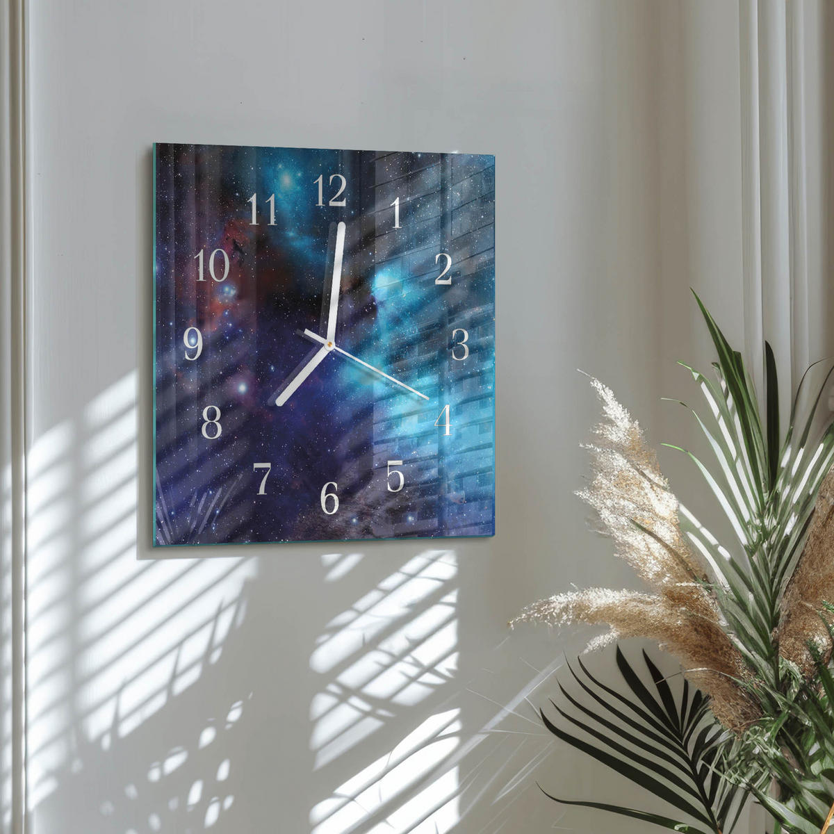 WANDUHR 30x30 cm - Sternenhimmel - Blau, Glas (30/30/0.4cm) - TULUP