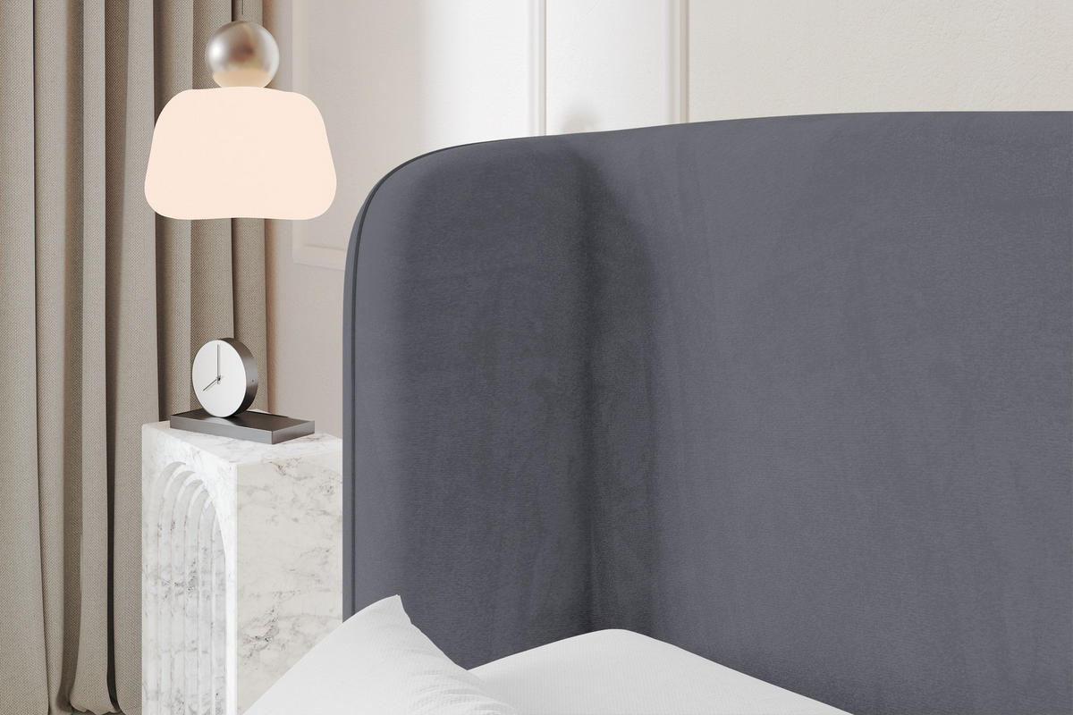POLSTERBETT mit Bettkasten und Lattenrost, Boxbett ohne Matratze - ESTI 160x200 Dunkelgrau - Dunkelgrau, Holzwerkstoff/Textil (160/200cm) - ALTDECOR