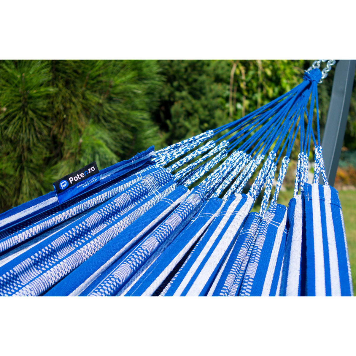 HÄNGEMATTE mit Verzinktem Gestell, 2 Personen, XXL, 200 kg, Metall, Pereira Blau, einfache Montage - Blau, Metall (370/130/120cm) - Potenza