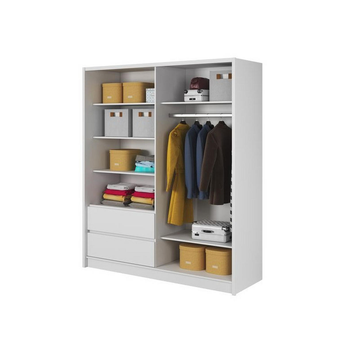 KLEIDERSCHRANK – 184 cm – Sara – Weiß - Weiß, Holzwerkstoff (184/214/62cm) - hi-markt