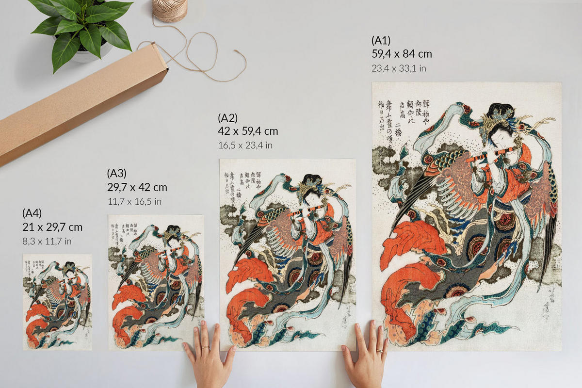 POSTER - 42x59 cm - Hokusai - Japanische Frau - Rot, Textil (42/59/0.1cm) - TULUP