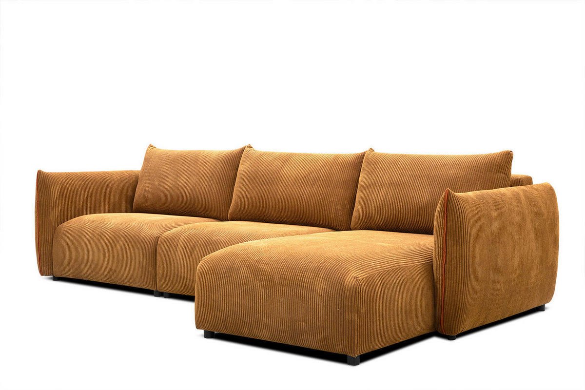 ECKSOFA TAUER 5-Sitzer, honig - Schwarz/Honig, Holzwerkstoff/Kunststoff (294/173cm) - Courtois Laville