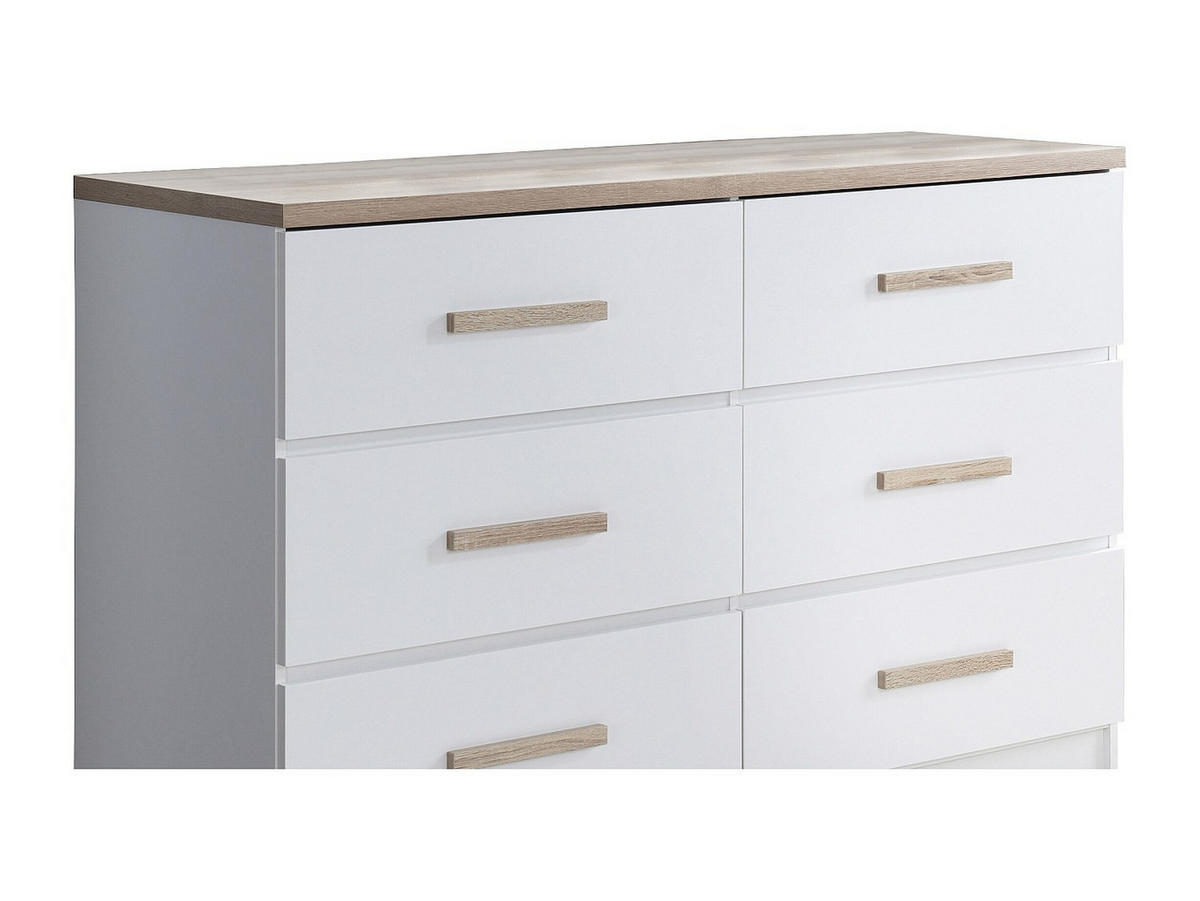 KOMMODE - 120 cm x 40 cm - holz - naturfarben hell, weiß Skaido - Weiß, Holz (120/81/40cm) - Vente-Unique