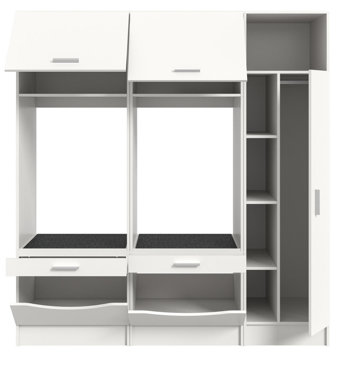 WASCHMASCHINENSCHRANK weiß Set 3-teilig, Waschmaschinenumbau 182 cm mit viel Stauraum - Silberfarben/Weiß, Glas/Holzwerkstoff (182/195/68cm) - Inn.Furn