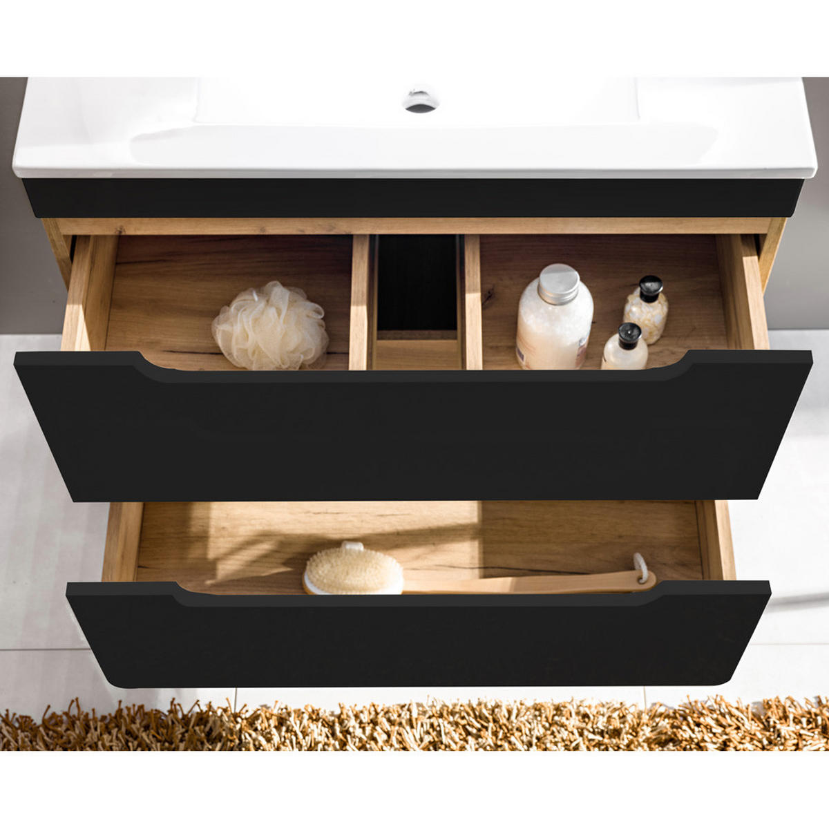 WASCHBECKENSCHRANK New-luton - Grau, Holzwerkstoff (80/59/46cm) - Lomado