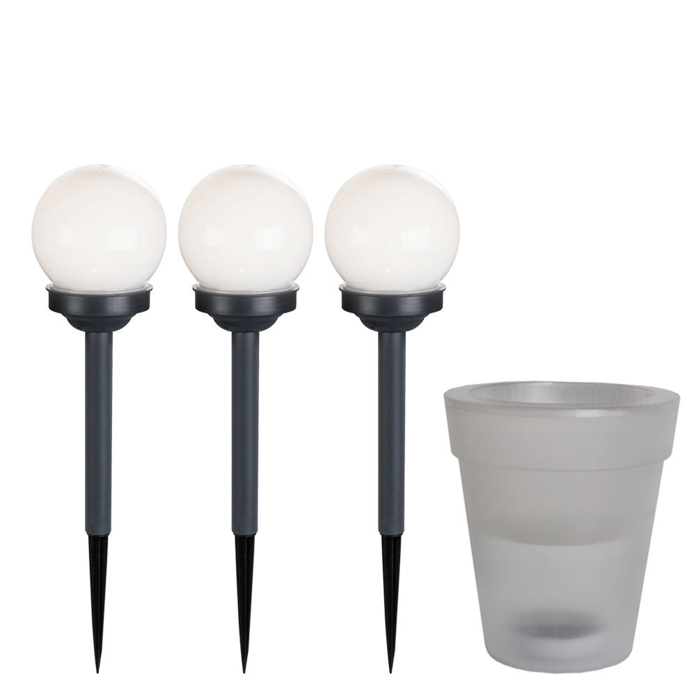 LED AUSSENLEUCHTE Solar Steckleuchte Weiß 4er Set - Weiß, Kunststoff (16.7/16.7/19.5cm)