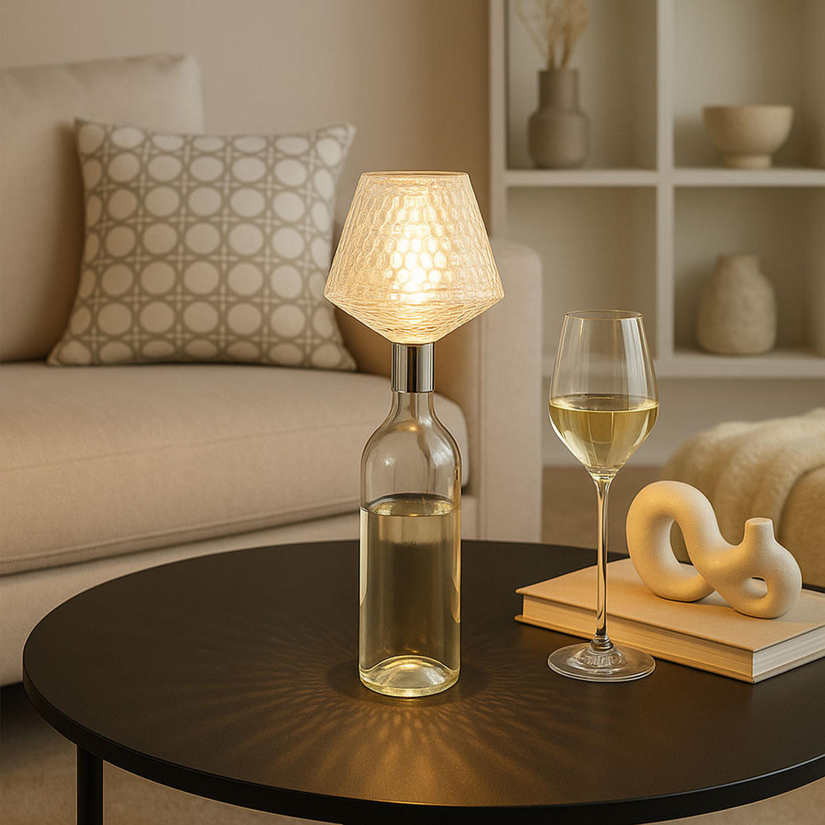 LED TISCHLEUCHTE Kristalloptik Klar - Klar, Kunststoff (12/12/15.5cm) - Globo Lighting