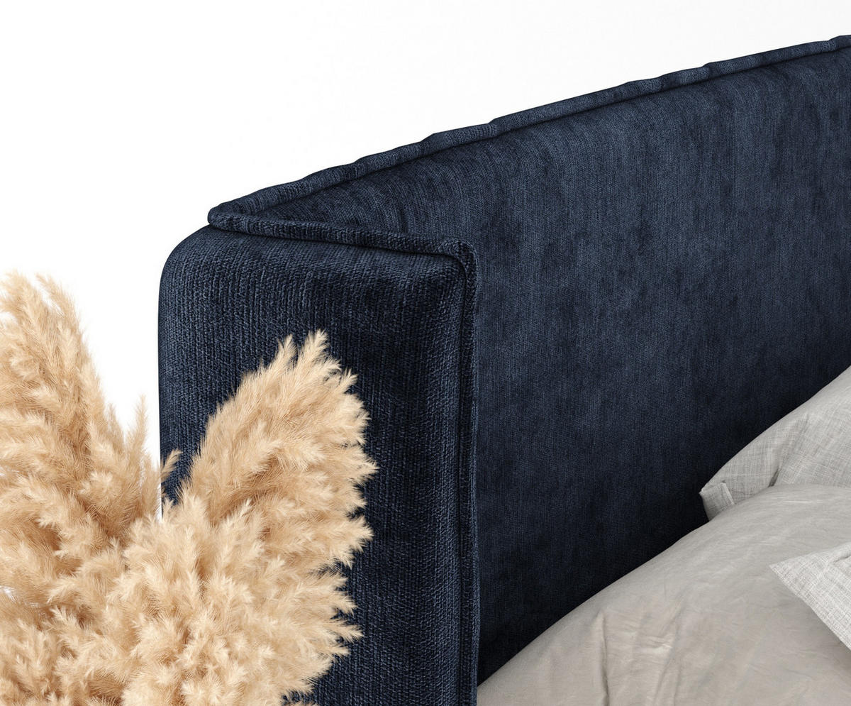 BOXSPRINGBETT Segni Marineblau 180/200 cm mit Matratze und Topper - Schwarz/Dunkelblau, Holz/Holzwerkstoff (180/200cm) - Maison de Reve