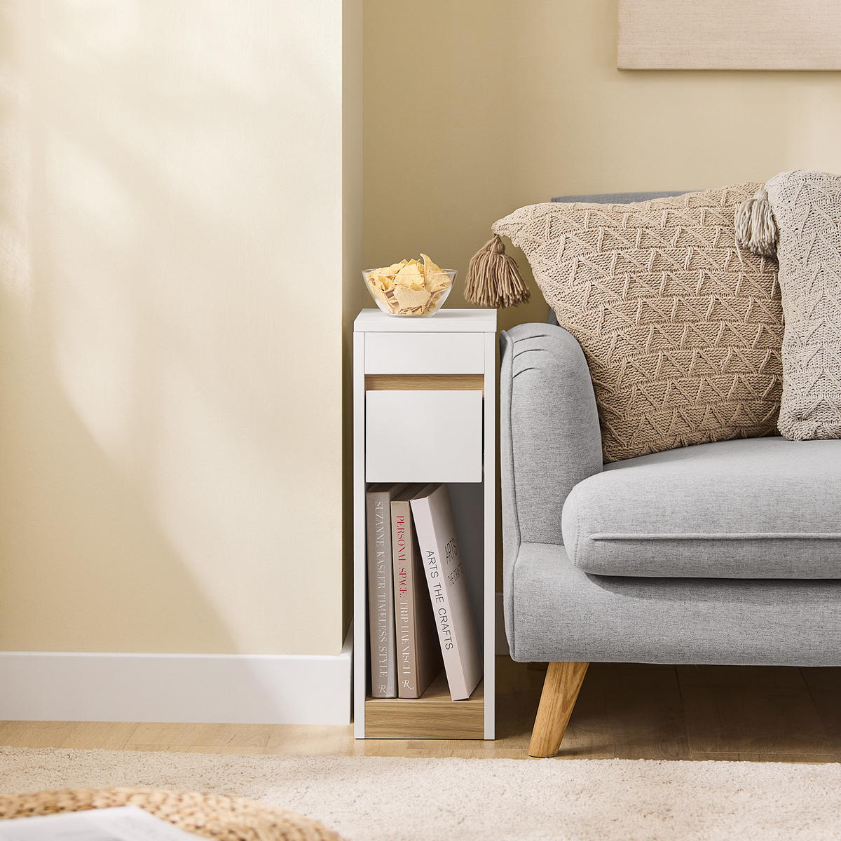 NACHTTISCH Weiß-Holz - Weiß/Naturfarben, Holzwerkstoff (20/60/35cm) - SoBuy