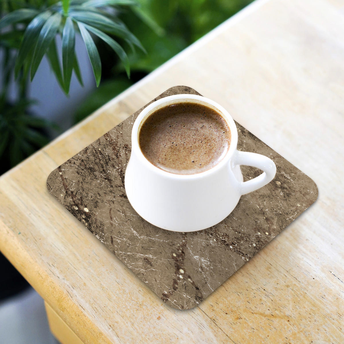 GLASUNTERSETZER 6er-Set Marmor - Braun - Glitter 10x10 cm - Braun, Naturmaterialien (10/0.2cm) - MuchoWow
