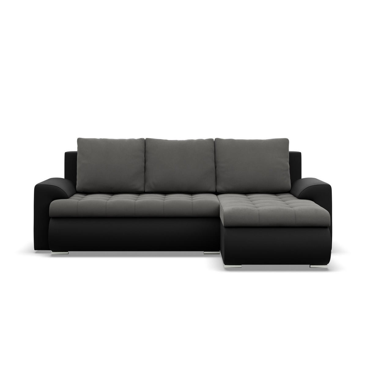 ECKSOFA RECHTS MIT SCHLAFFUNKTION FORESTA, Dunkelgrau + Schwarz - Dunkelgrau/Schwarz, Textil (230/159cm) - Mebligo
