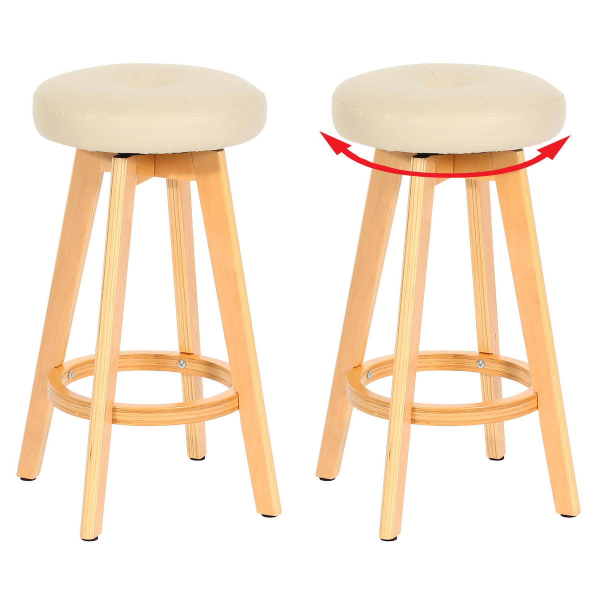 BARHOCKER Cremeweiß 2er-Set - Weiß, Holz (45/67/45cm) - MCW