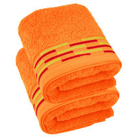 HANDTUCH Lugano Orange 2er 50x100 cm - Orange, Textil (50/100cm) - Lashuma
