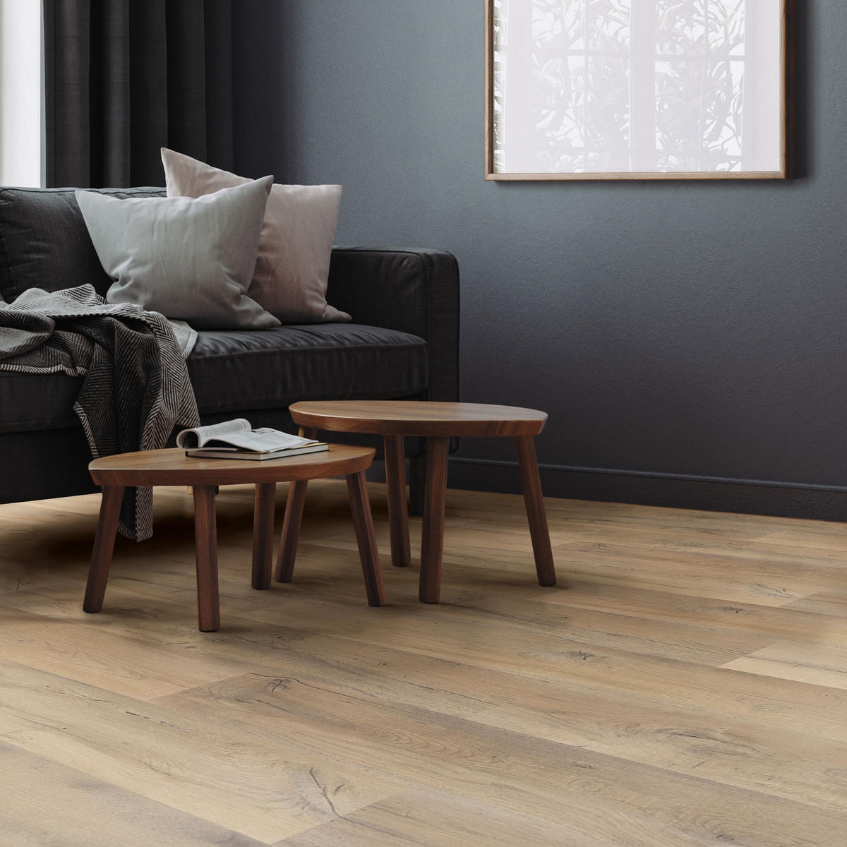 VINYLOVÁ PODLAHA s klikovým systémem 1,54 m²/7 lamel, PVC podlahová krytina, dub rustikální světlý, vzhled dřeva - barva dubu, plast/umělá hmota (122/18/0.42cm) - ML-DESIGN