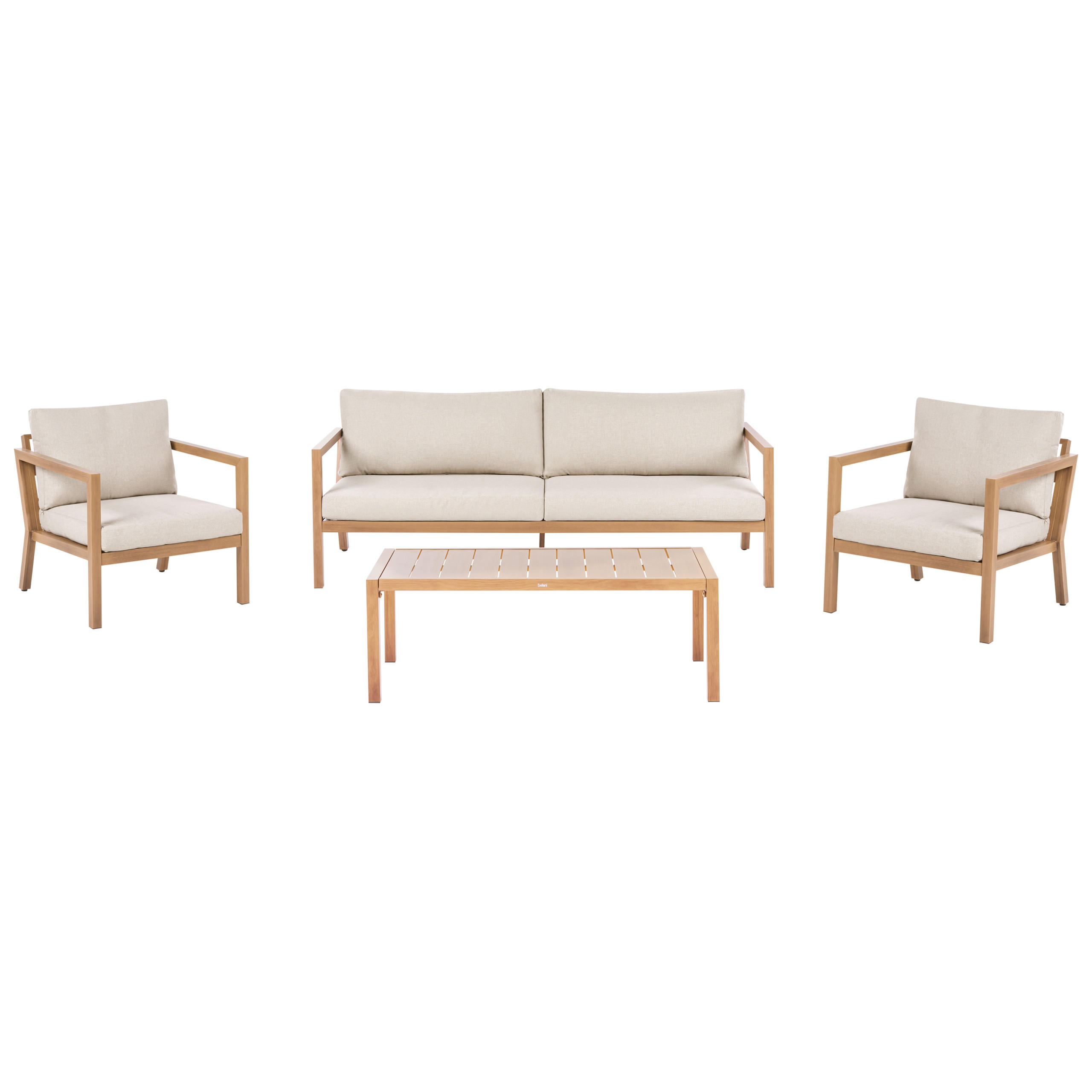 LOUNGE-SET mit Tisch 5-Sitzer Metall Hellbraun Oneta - Hellbraun/Beige, Metall - Beliani